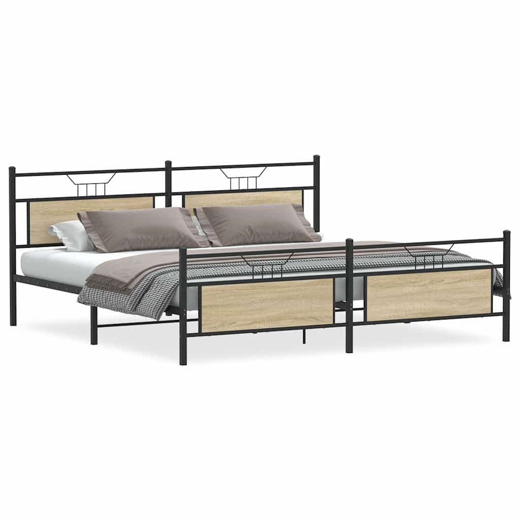 Giroletto senza Materaso in Metallo Rovere Sonoma 193x201 cm | homemem39