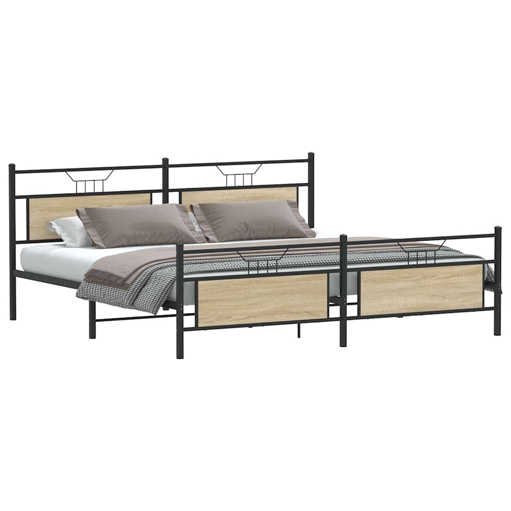 Giroletto senza Materaso in Metallo Rovere Sonoma 193x201 cm | homemem39