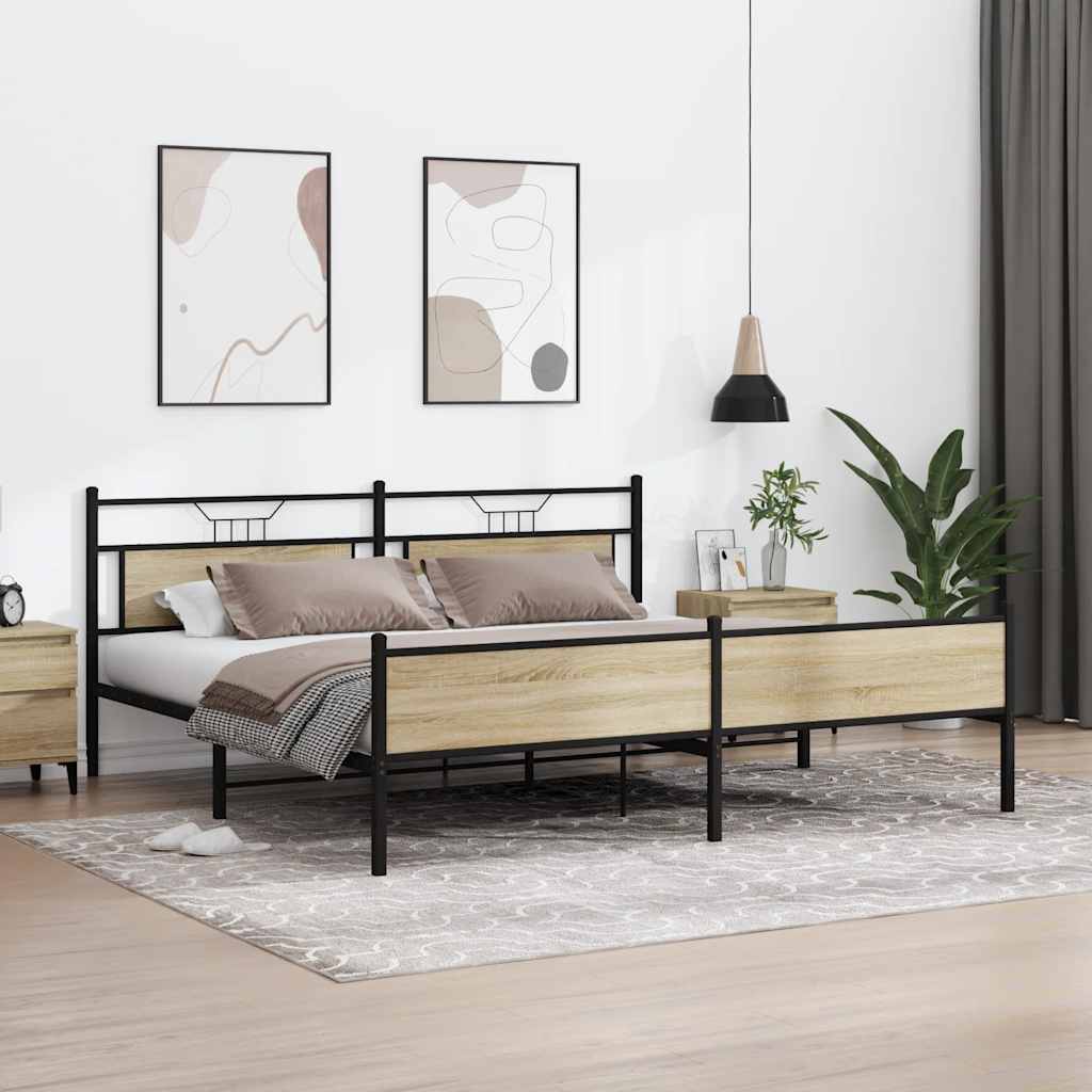 Giroletto senza Materaso in Metallo Rovere Sonoma 193x203 cm