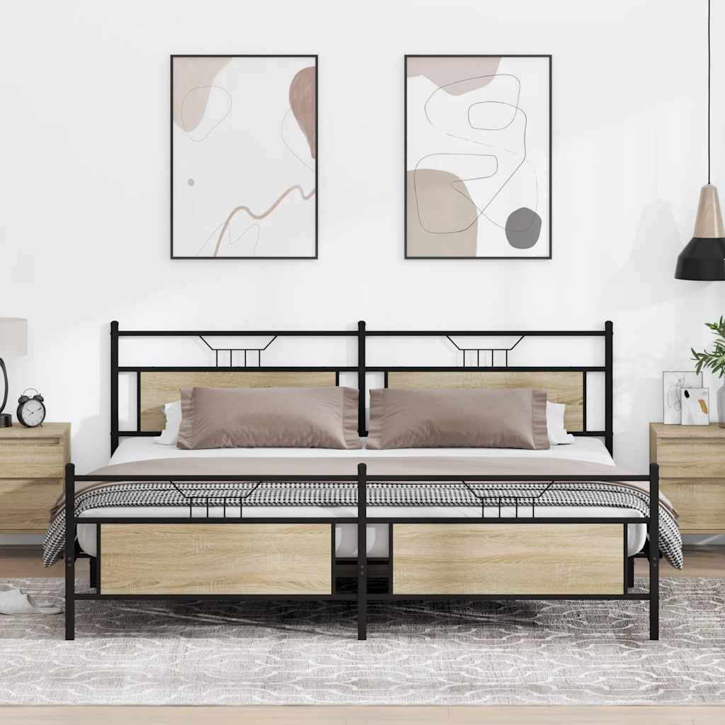 Giroletto senza Materaso in Metallo Rovere Sonoma 193x201 cm | homemem39