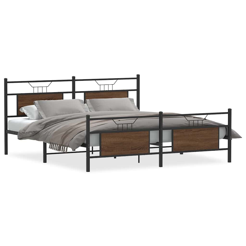 Giroletto senza Materaso in Metallo Rovere Marrone 160x200 cm | homemem39