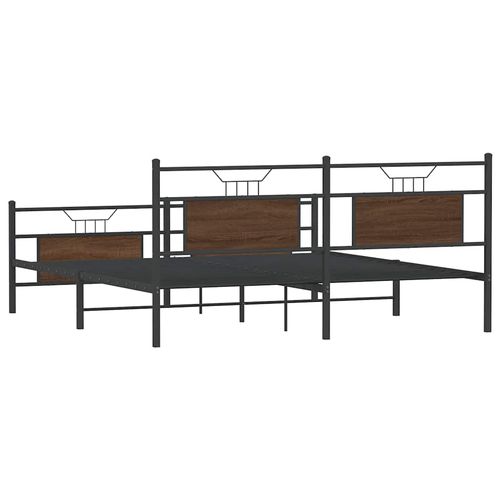 Giroletto senza Materaso in Metallo Rovere Marrone 160x200 cm | homemem39
