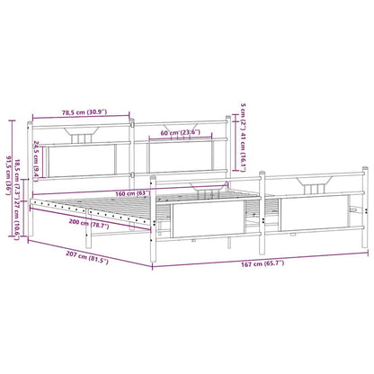 Giroletto senza Materaso in Metallo Rovere Marrone 160x200 cm | homemem39