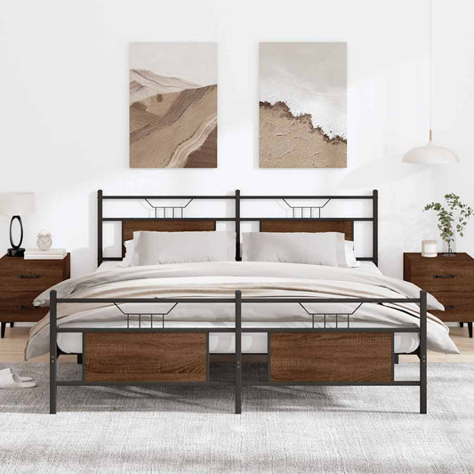 Giroletto senza Materaso in Metallo Rovere Marrone 160x200 cm | homemem39