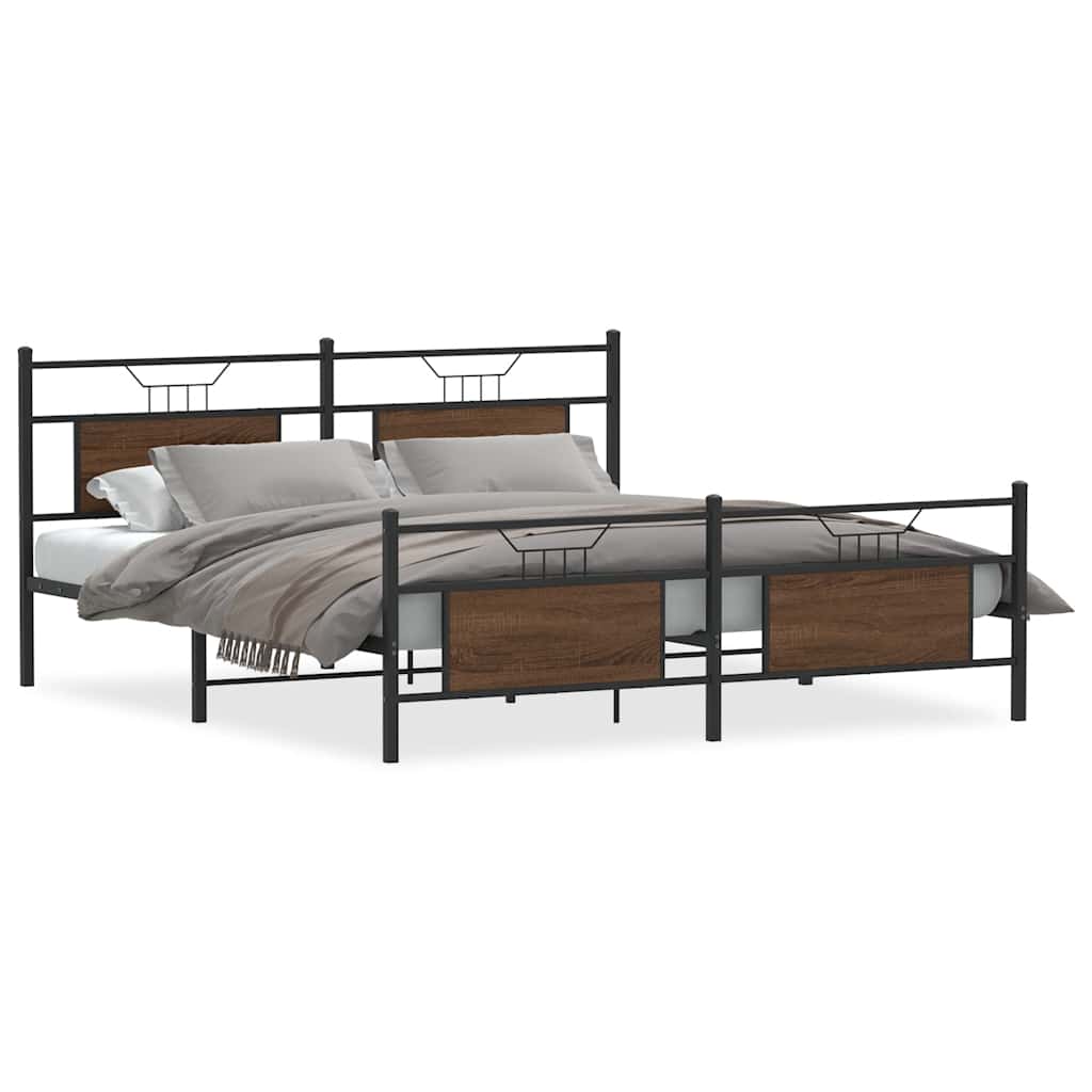 Giroletto senza Materaso in Metallo Rovere Marrone 180x200 cm | homemem39