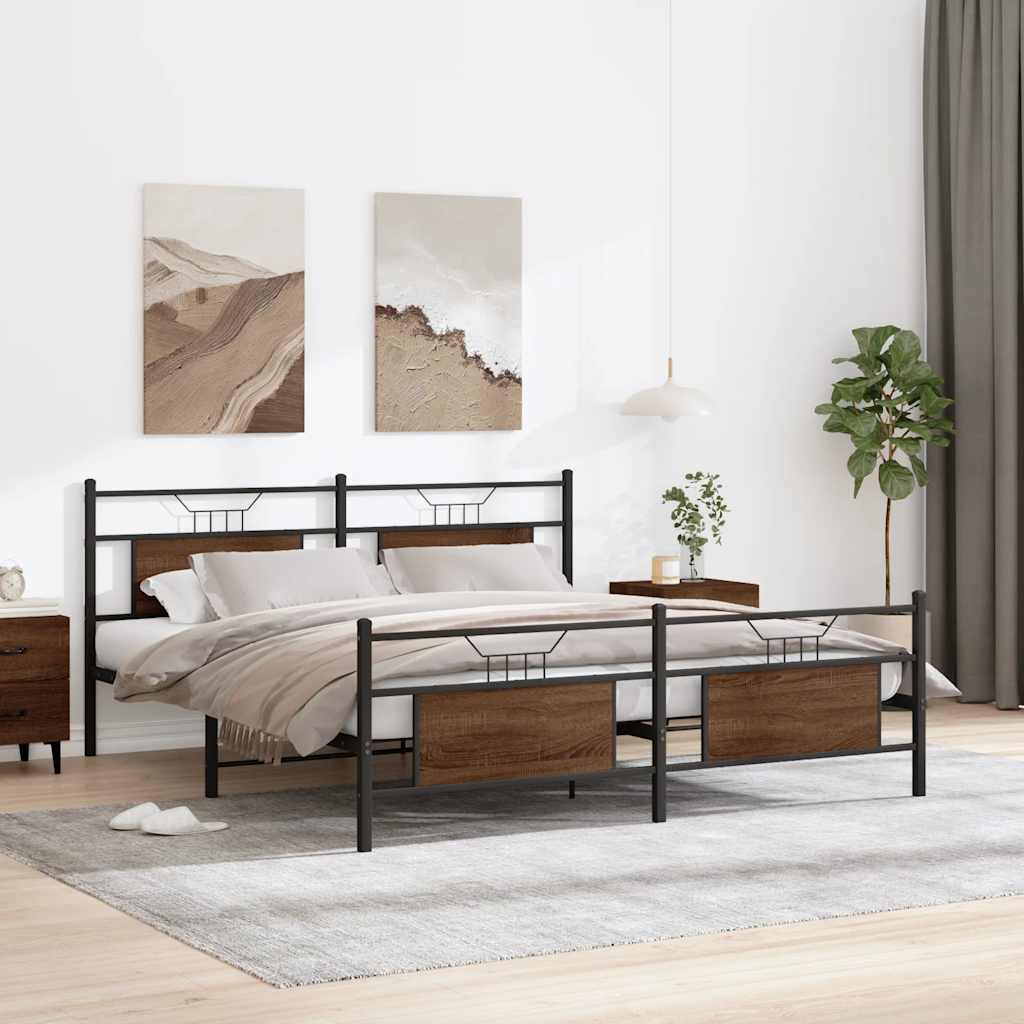 Giroletto senza Materaso in Metallo Rovere Marrone 180x200 cm