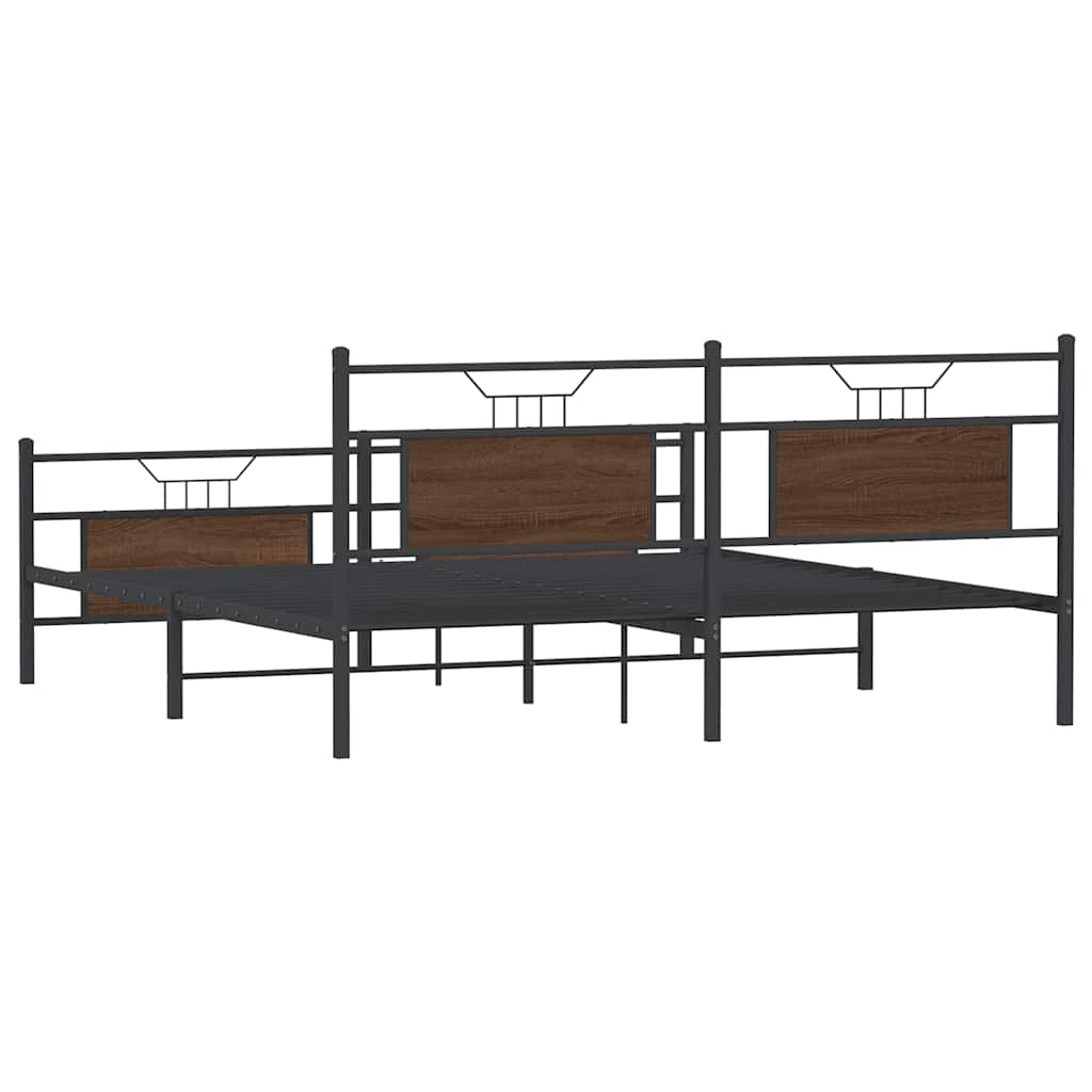 Giroletto senza Materaso in Metallo Rovere Marrone 180x200 cm