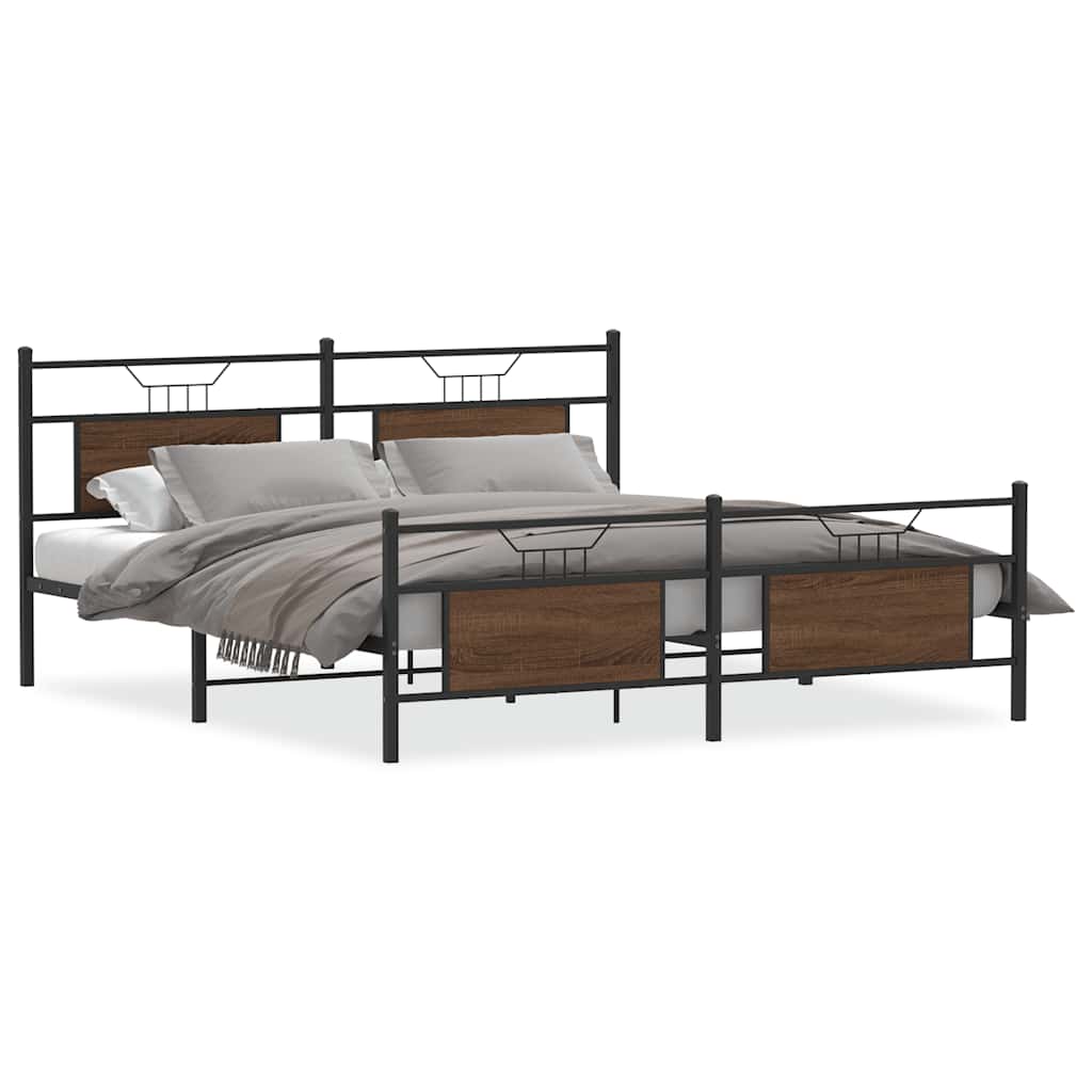 Giroletto senza Materaso in Metallo Rovere Marrone 183x213 cm | homemem39