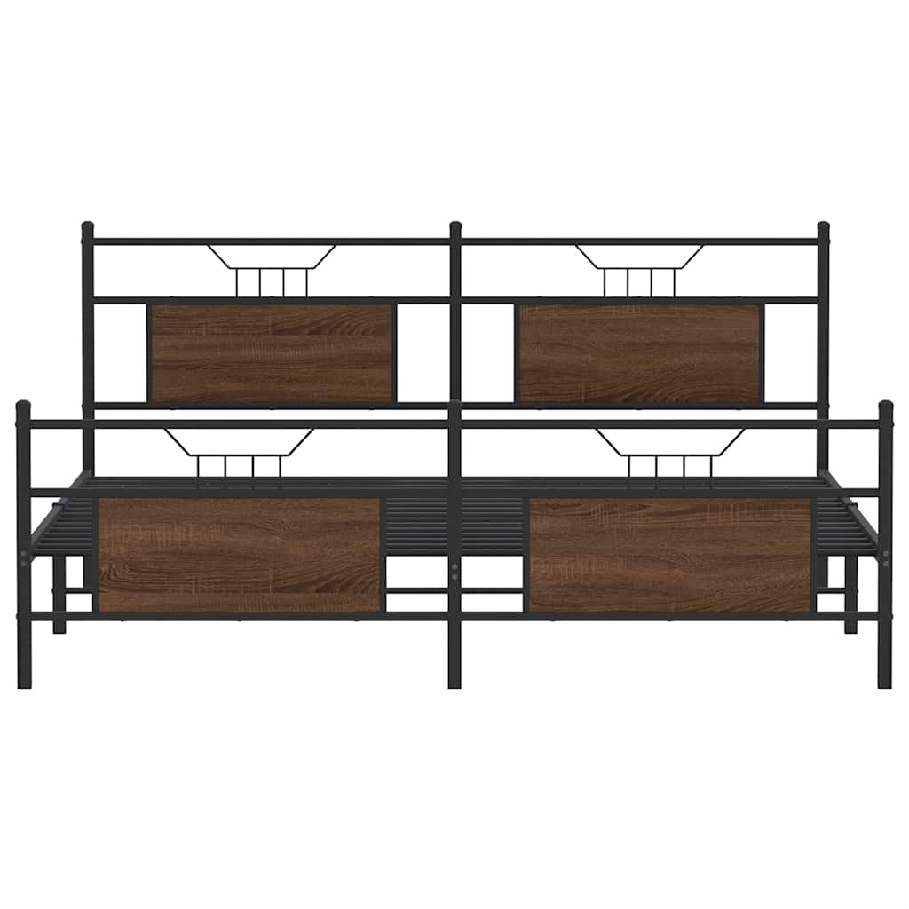 Giroletto senza Materaso in Metallo Rovere Marrone 183x213 cm | homemem39