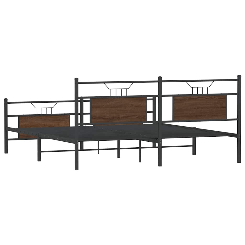 Giroletto senza Materaso in Metallo Rovere Marrone 183x213 cm | homemem39
