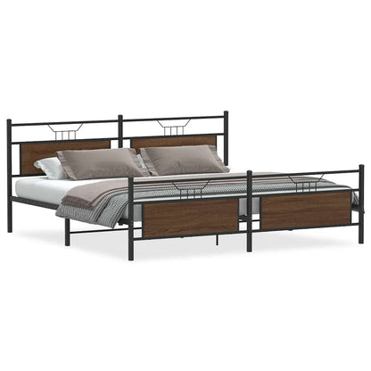 Giroletto senza Materaso in Metallo Rovere Marrone 193x201 cm | homemem39