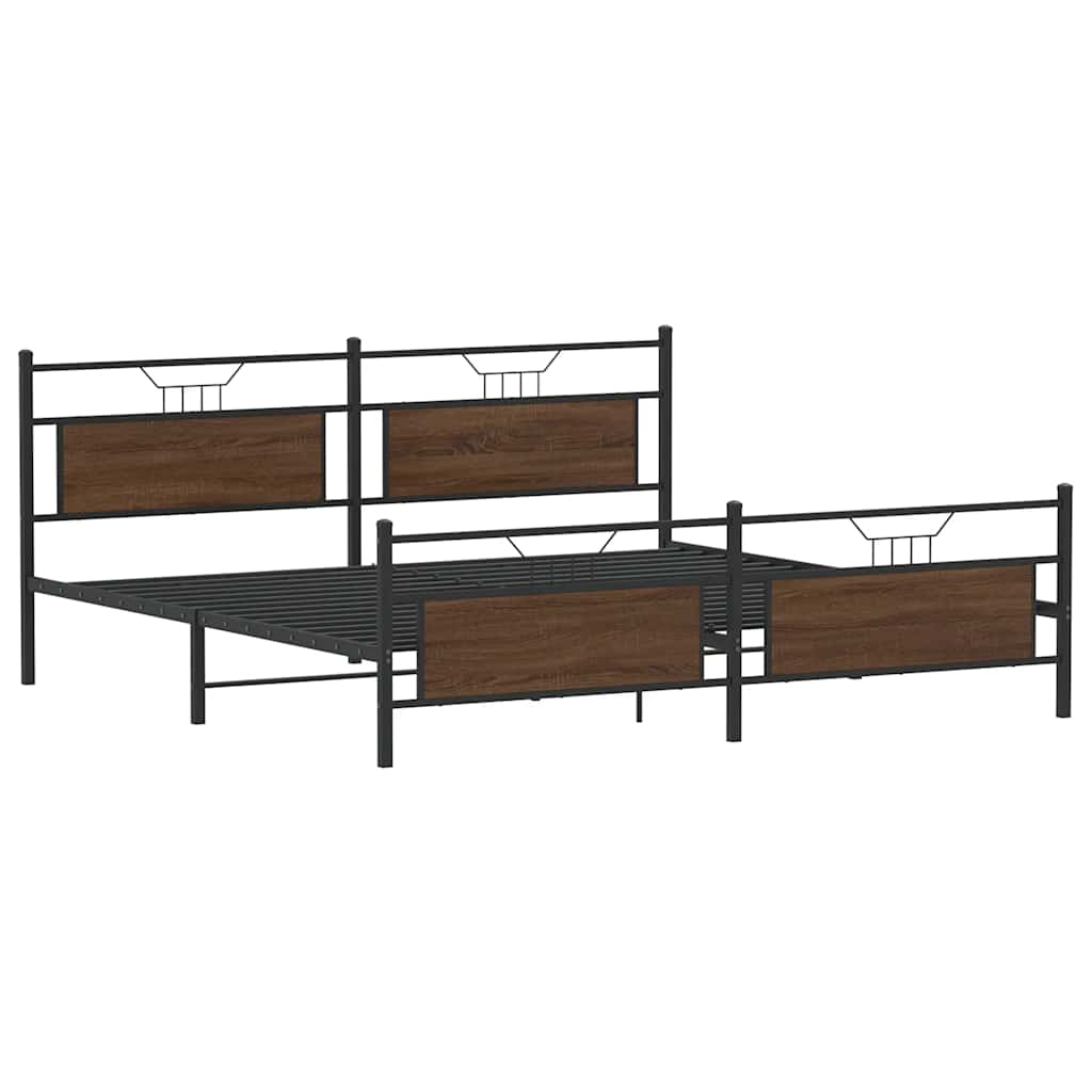 Giroletto senza Materaso in Metallo Rovere Marrone 193x201 cm | homemem39