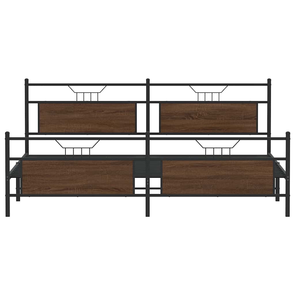 Giroletto senza Materaso in Metallo Rovere Marrone 193x201 cm | homemem39