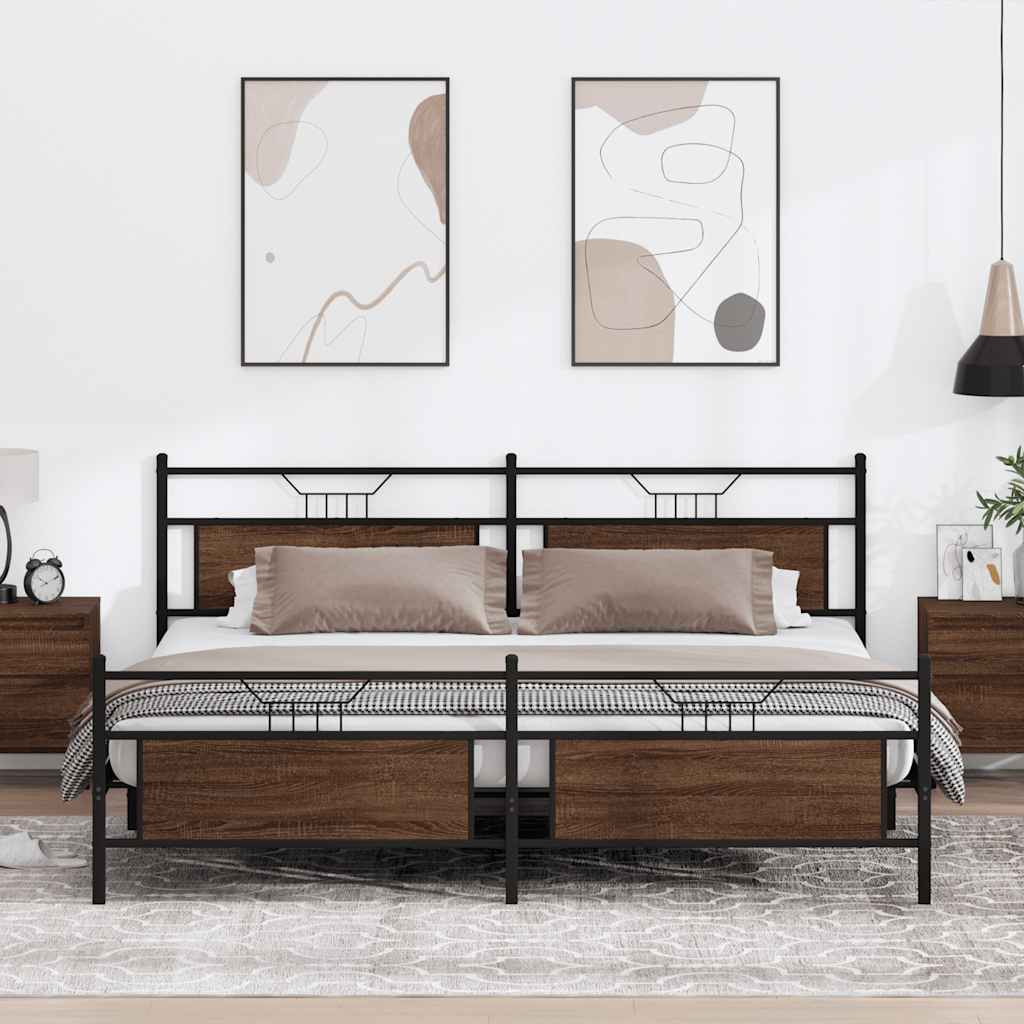 Giroletto senza Materaso in Metallo Rovere Marrone 193x201 cm | homemem39