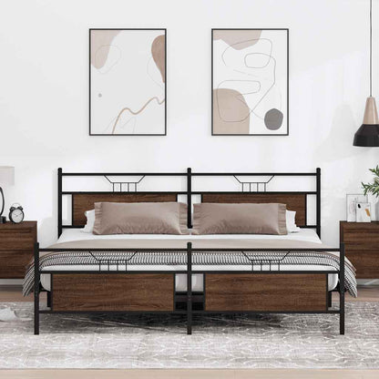 Giroletto senza Materaso in Metallo Rovere Marrone 193x201 cm | homemem39