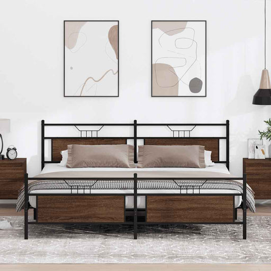 Giroletto senza Materaso in Metallo Rovere Marrone 193x201 cm | homemem39