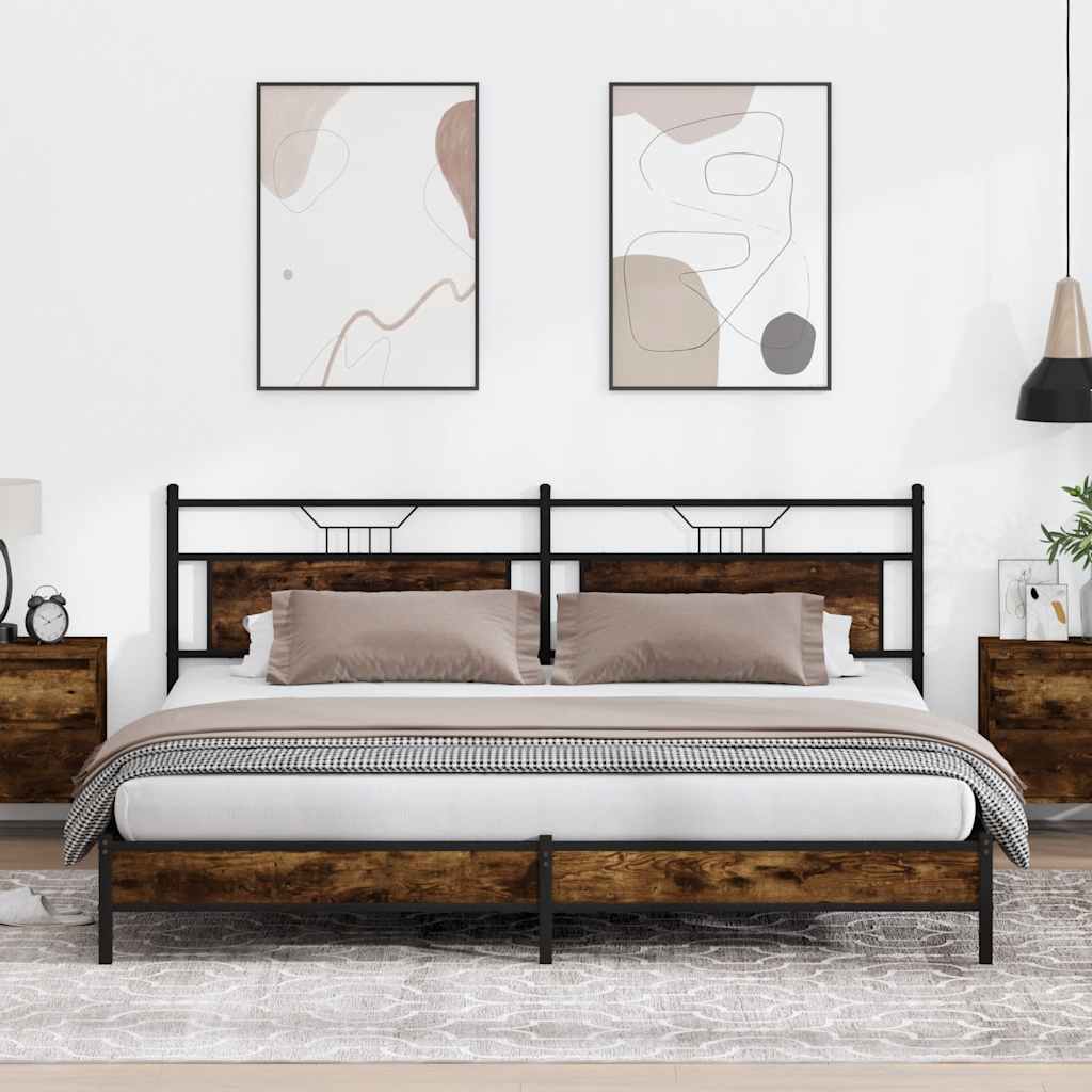 Giroletto senza Materaso in Metallo Rovere Fumo 193x201 cm | homemem39