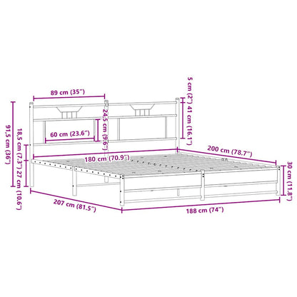 Giroletto senza Materaso in Metallo Rovere Fumo 180x200 cm | homemem39