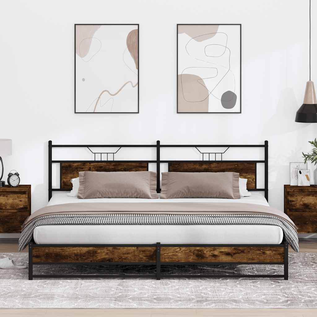Giroletto senza Materaso in Metallo Rovere Fumo 193x201 cm | homemem39