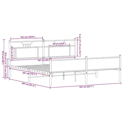 Giroletto senza Materaso in Metallo Rovere Fumo 160x200 cm | homemem39
