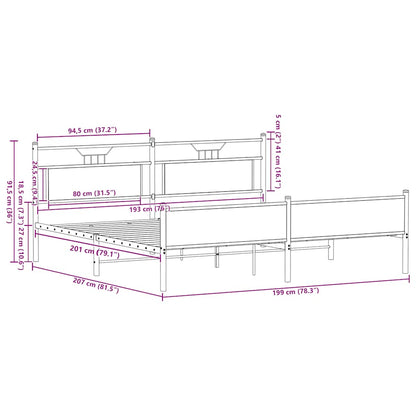 Giroletto senza Materaso in Metallo Rovere Fumo 193x201 cm | homemem39
