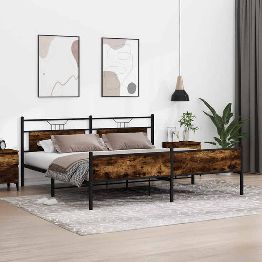 Giroletto senza Materaso in Metallo Rovere Fumo 193x201 cm | homemem39