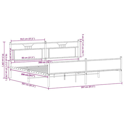 Giroletto senza Materaso in Metallo Rovere Fumo 200x200 cm | homemem39