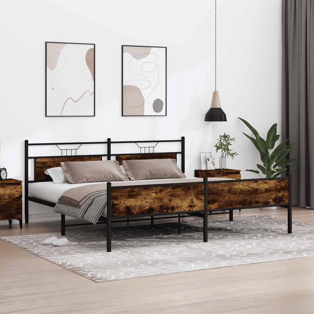 Giroletto senza Materaso in Metallo Rovere Fumo 200x200 cm | homemem39