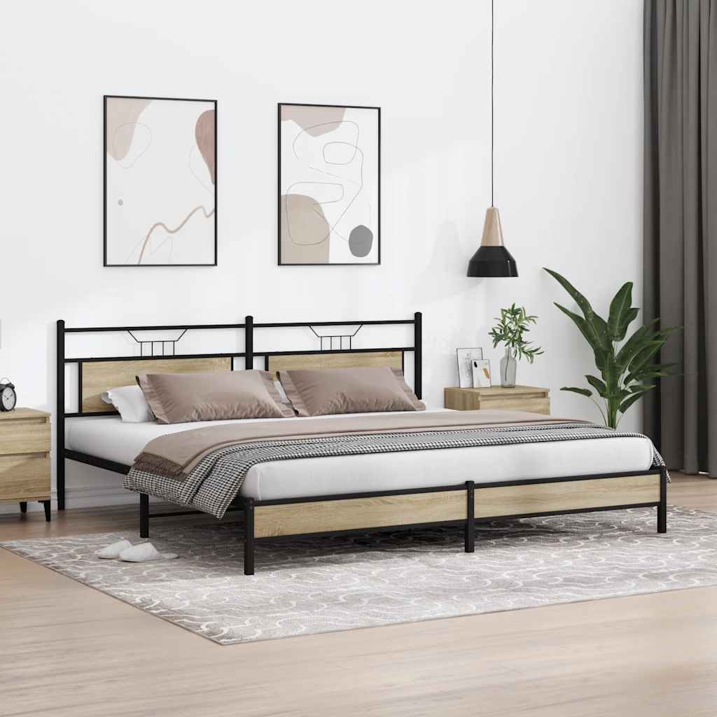 Giroletto senza Materaso in Metallo Rovere Sonoma 200x200 cm | homemem39