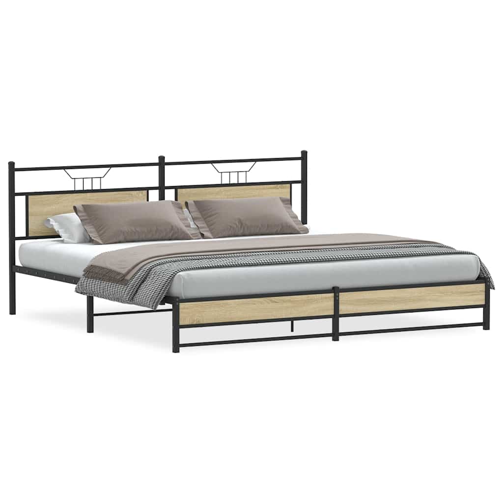 Giroletto senza Materaso in Metallo Rovere Sonoma 193x201 cm | homemem39