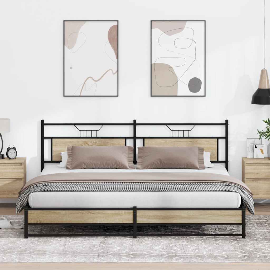 Giroletto senza Materaso in Metallo Rovere Sonoma 193x201 cm | homemem39