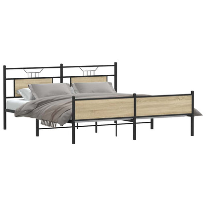 Giroletto senza Materaso in Metallo Rovere Sonoma 160x200 cm | homemem39