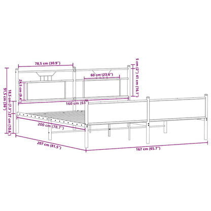 Giroletto senza Materaso in Metallo Rovere Sonoma 160x200 cm | homemem39