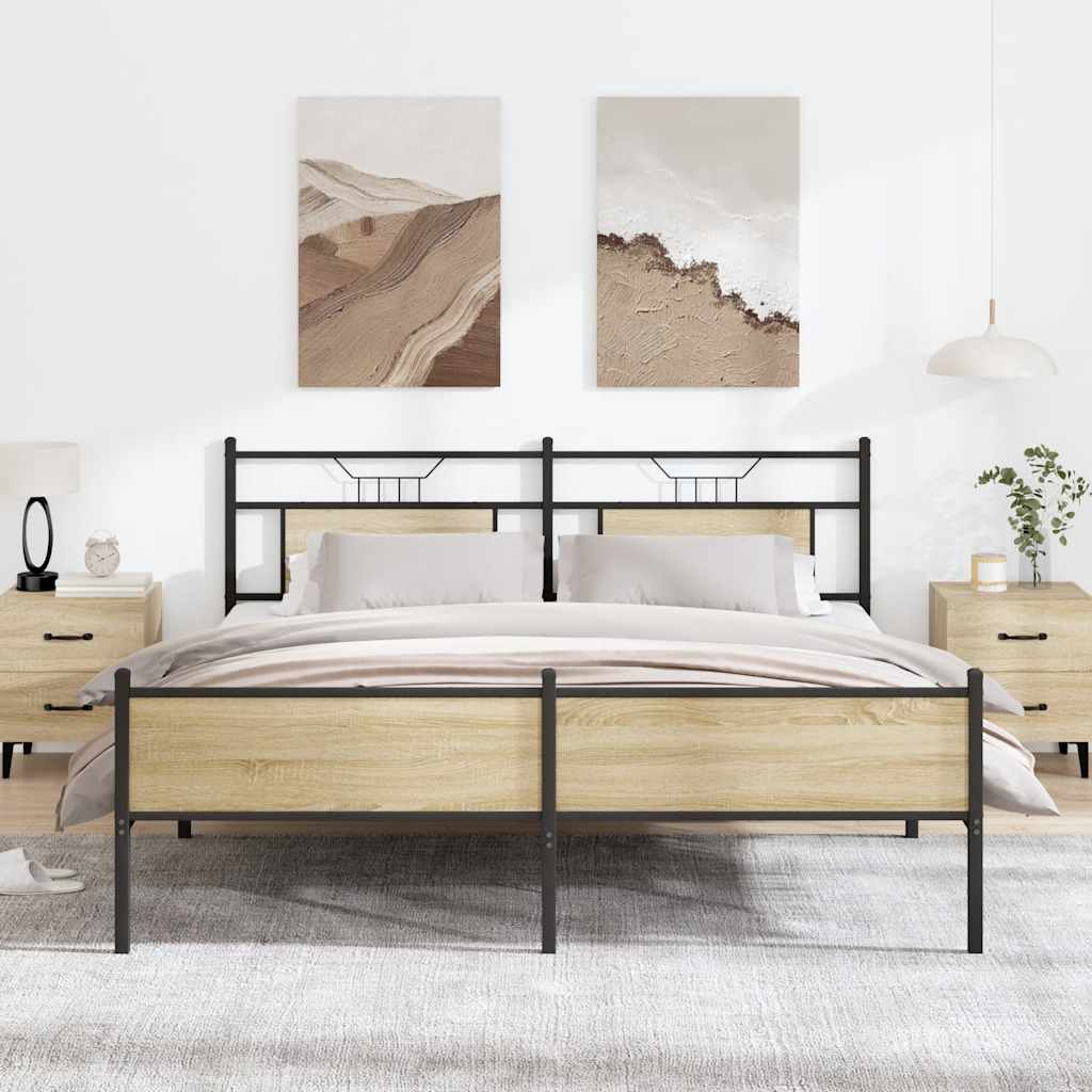 Giroletto senza Materaso in Metallo Rovere Sonoma 160x200 cm | homemem39