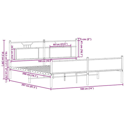 Giroletto senza Materaso in Metallo Rovere Sonoma 180x200 cm | homemem39
