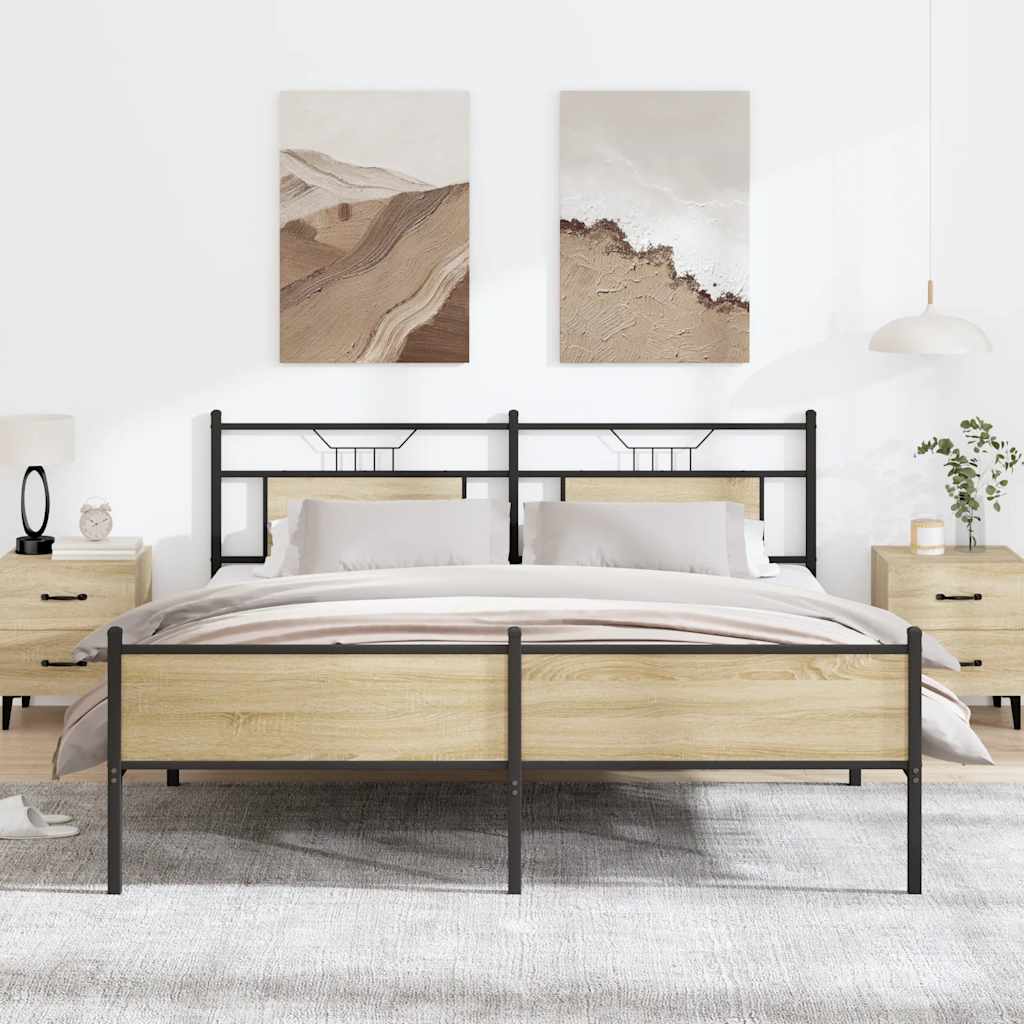 Giroletto senza Materaso in Metallo Rovere Sonoma 180x200 cm | homemem39
