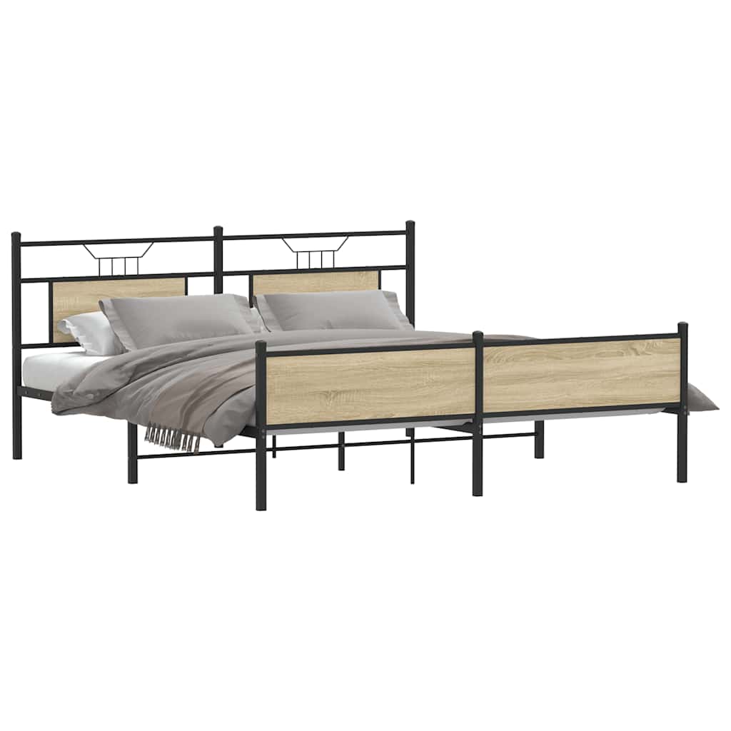 Giroletto senza Materaso in Metallo Rovere Sonoma 183x213 cm