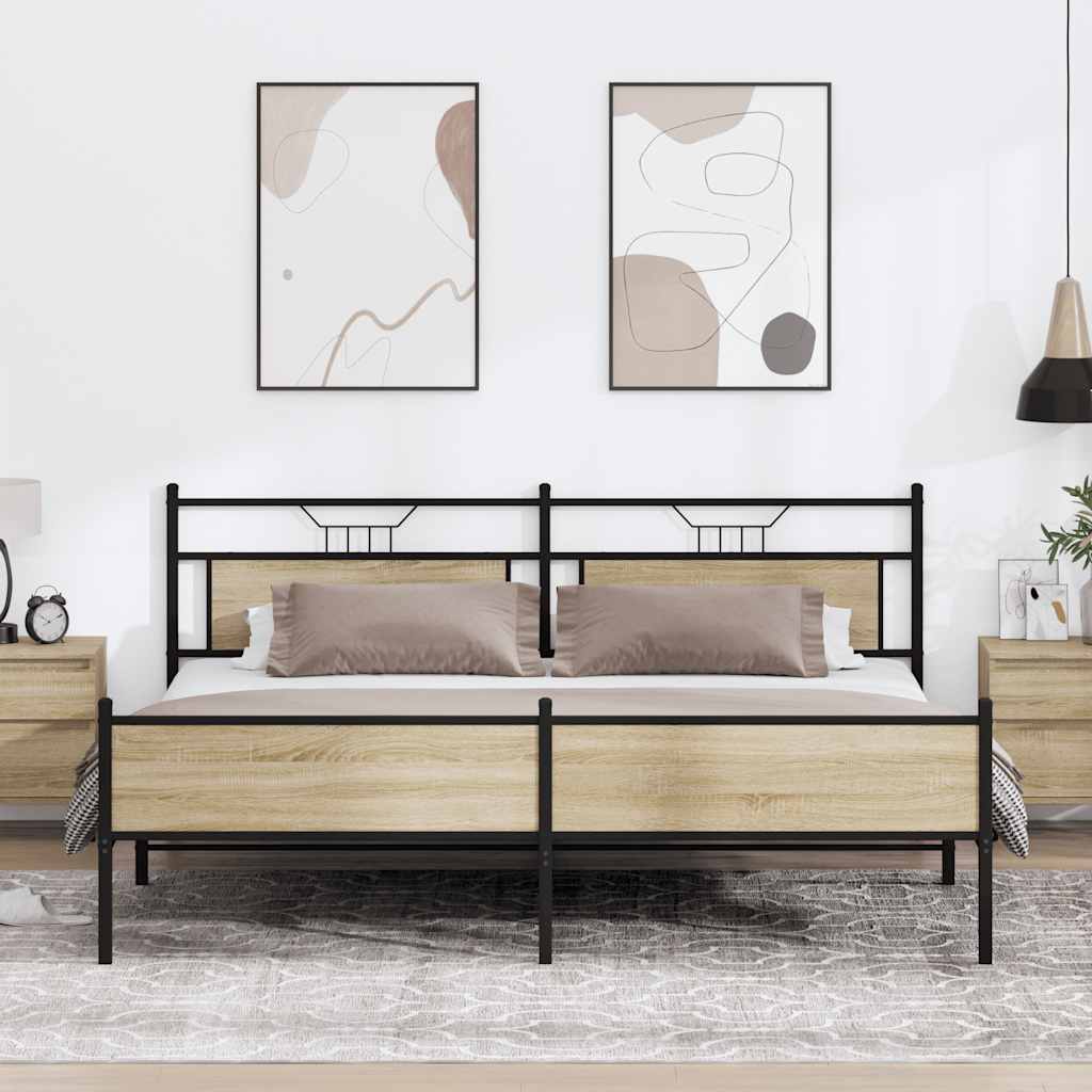Giroletto senza Materaso in Metallo Rovere Sonoma 193x201 cm