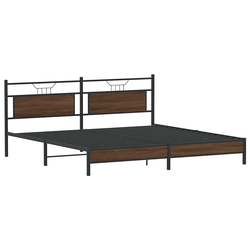 Giroletto senza Materaso in Metallo Rovere Marrone 193x201 cm | homemem39