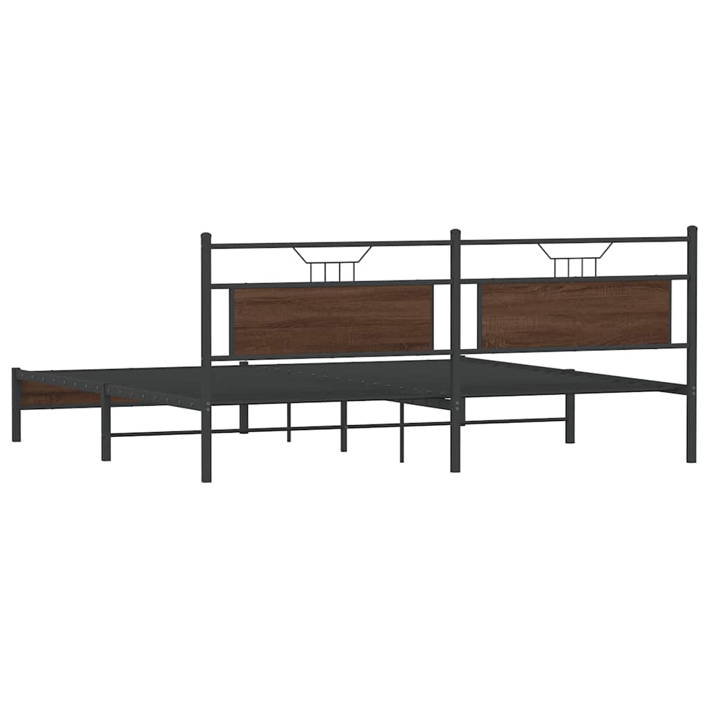 Giroletto senza Materaso in Metallo Rovere Marrone 193x201 cm | homemem39