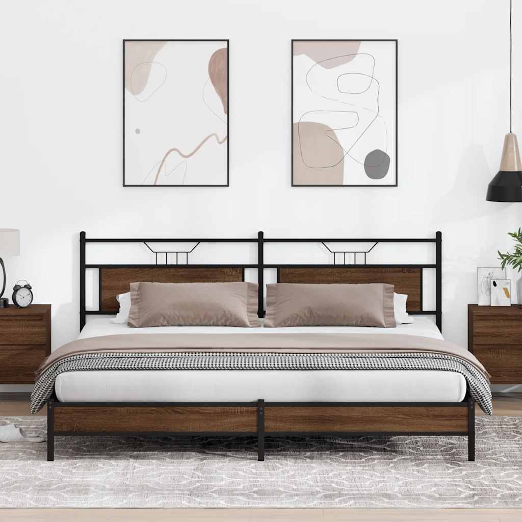 Giroletto senza Materaso in Metallo Rovere Marrone 193x201 cm