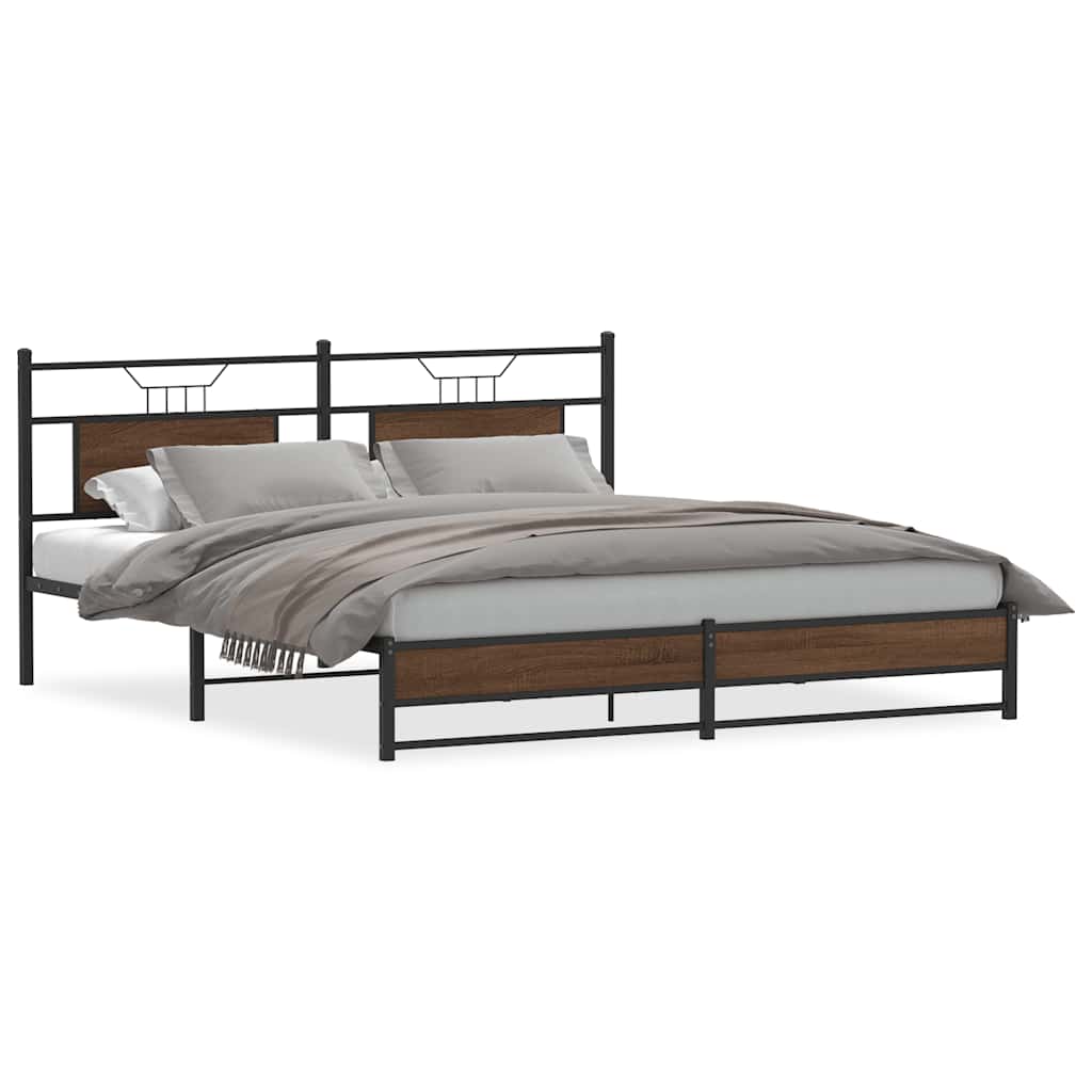 Giroletto senza Materaso in Metallo Rovere Marrone 183x213 cm