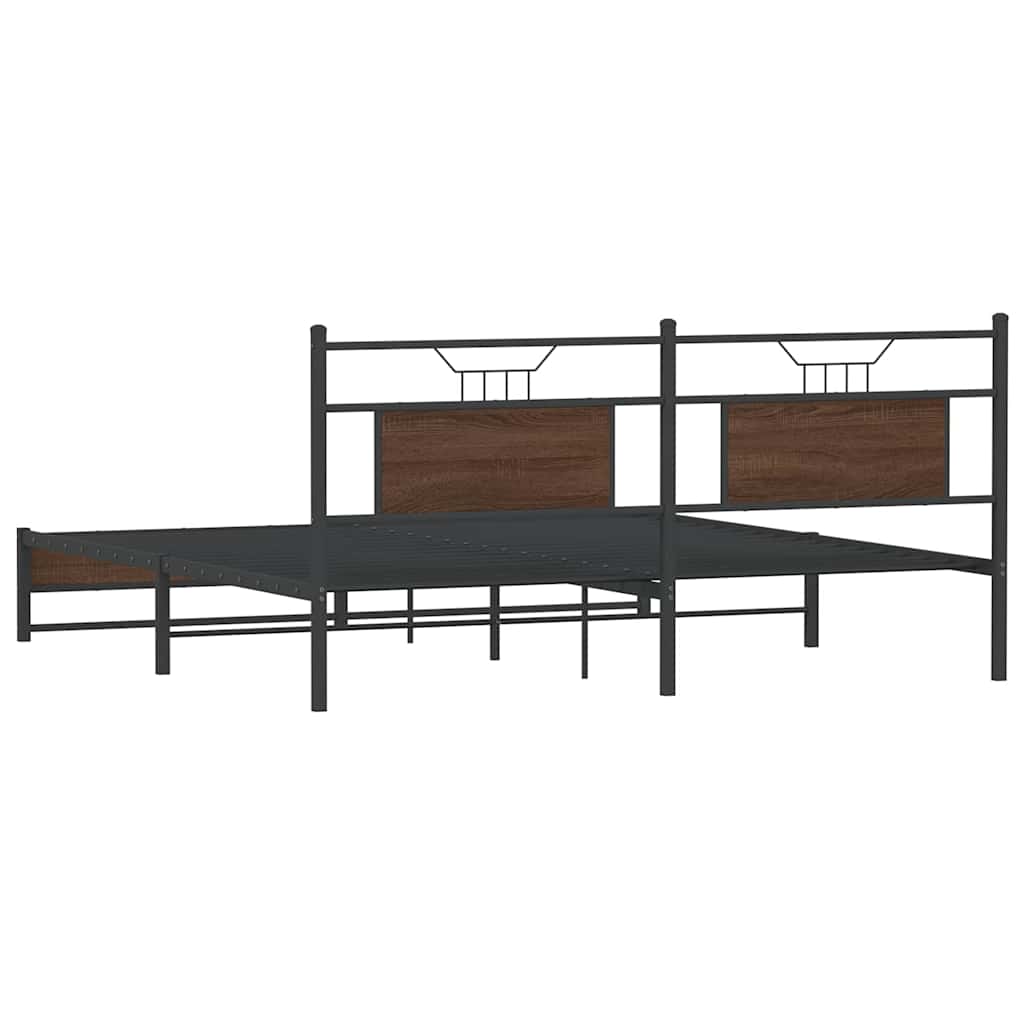 Giroletto senza Materaso in Metallo Rovere Marrone 183x213 cm