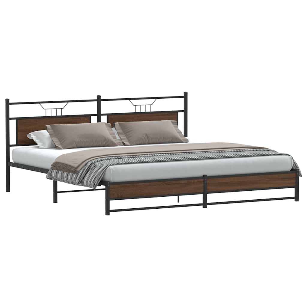 Giroletto senza Materaso in Metallo Rovere Marrone 193x201 cm | homemem39