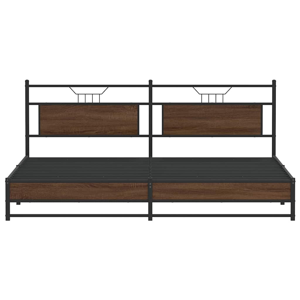 Giroletto senza Materaso in Metallo Rovere Marrone 193x201 cm | homemem39