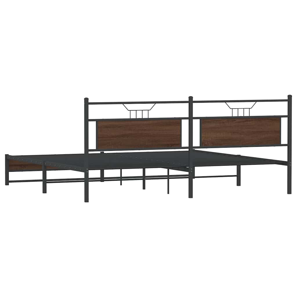 Giroletto senza Materaso in Metallo Rovere Marrone 193x201 cm | homemem39