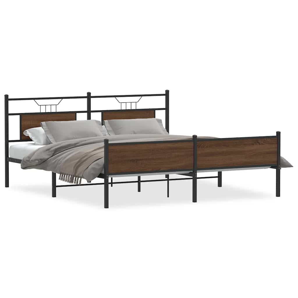 Giroletto senza Materaso in Metallo Rovere Marrone 183x213 cm