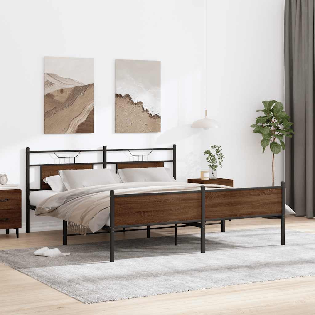Giroletto senza Materaso in Metallo Rovere Marrone 183x213 cm