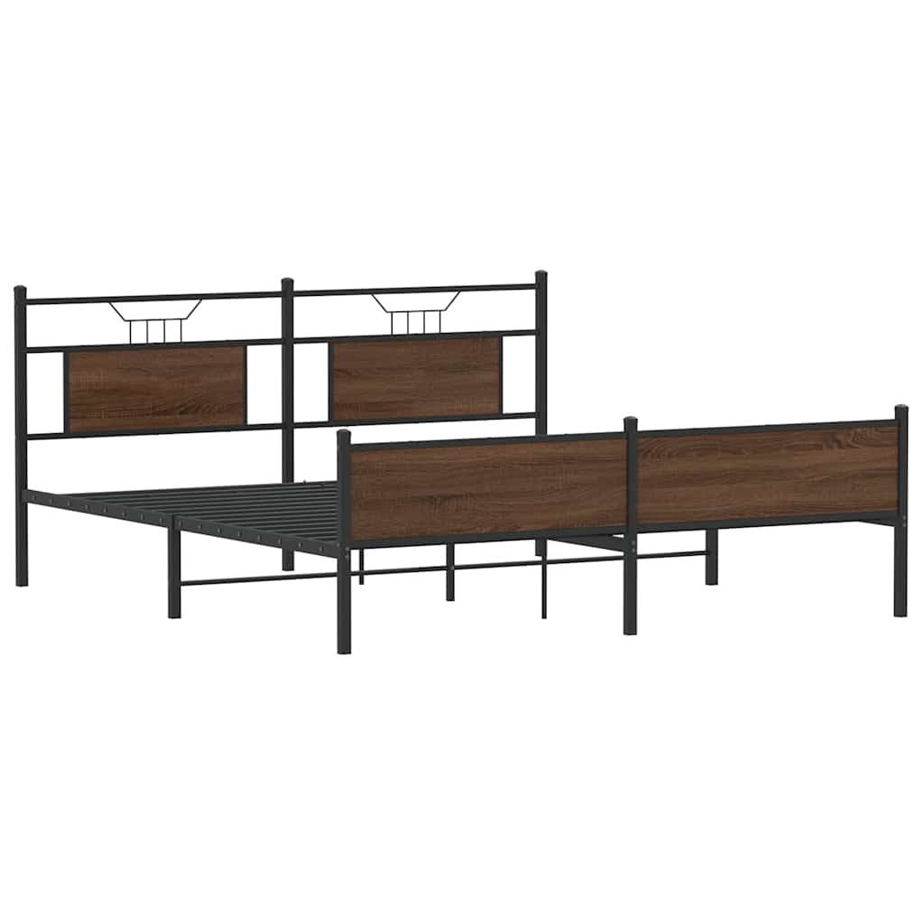 Giroletto senza Materaso in Metallo Rovere Marrone 183x213 cm