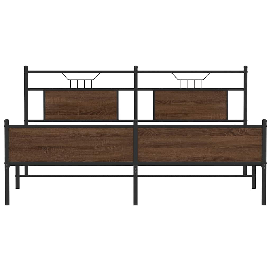Giroletto senza Materaso in Metallo Rovere Marrone 183x213 cm